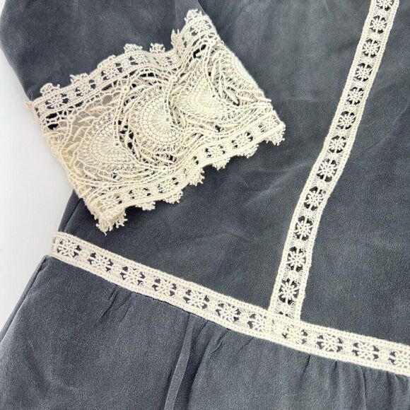 Joie Black Silk Dress With Lace Detail Size XS - Picture 3 of 5